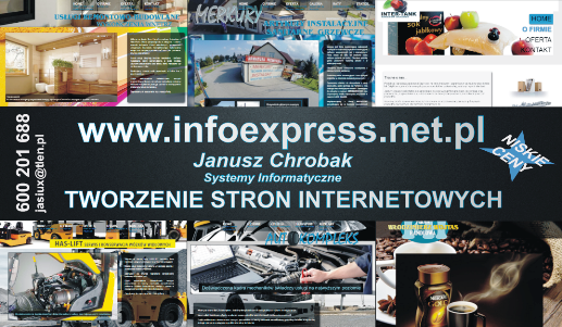 Serwis INFOEXPRESS poleca tanie strony intrenetowe. Domena w I roku gratis!